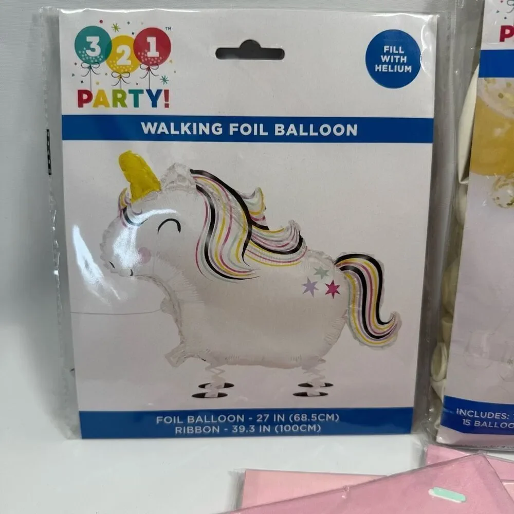 D24 Party Decorations- 5 piece party decorations, walking unicorn and arch ballo
